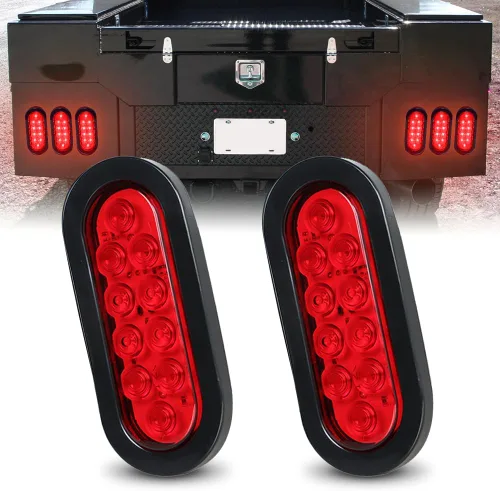 Vista 10 de 2 luces LED ámbar ovaladas para remolque, 6 pulgadas, luces LED ovaladas de parada, intermitentes, luces de freno de remolque lateral, lámpara de 2