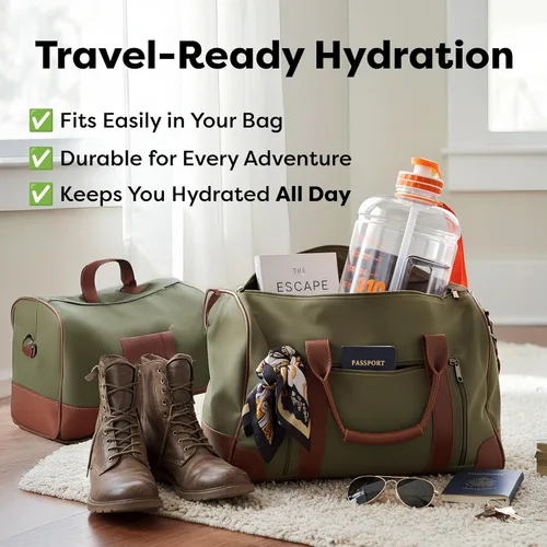 Vista 4 de 310 Nutrition Mega Hydration Bottle de 64 onzas, botella de agua grande sin BPA con marcadores de tiempo, boca ancha y asa de transporte