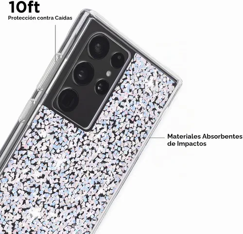 Vista 5 de Case-Mate - Twinkle - Funda para Samsung Galaxy S22 Ultra - Elementos de lámina reflectante - Protección contra caídas de 10 pies - 6.8 pulgadas