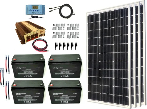 Vista 10 de WindyNation Kit de panel solar monocristalino de 400 vatios fuera de la red con controlador de carga LCD PWM + cable solar + conectores + soportes