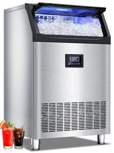Vista 13 de Máquina de hielo debajo del mostrador, 95 libras/día con contenedor de almacenamiento de 35 libras, 40 cubos en 10 minutos, puerta reversible