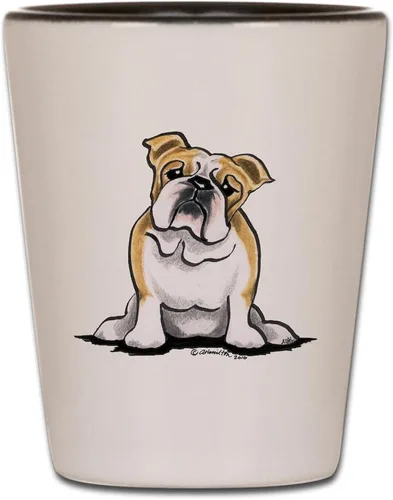 Vista 4 de CafePress Lindo vaso de chupito de Bulldog Inglés único y divertido