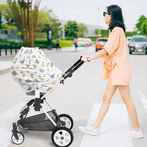 Vista 3 de Sweet Jojo Designs Acuarela dinosaurio dinosaurio niño bebé bebé bebé asiento cubierta lactancia lactancia alta silla carrito de compras cochecito