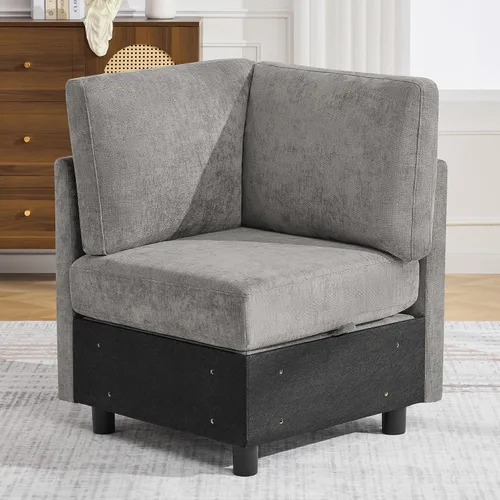 Vista 14 de WUTUTUEE Sofá seccional modular en forma de L de 83" con almacenamiento y otomano móvil, sofá convertible de 4 asientos reversible chaise de Beige