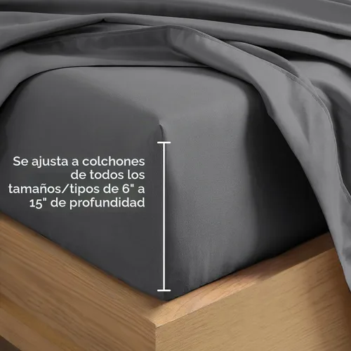 Vista 5 de Bare Home Juego de sábanas 1800 ultra suaves con 4 fundas de almohada 04 - Gris
