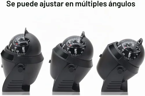 Vista 3 de Brújula marina navegación ligera LED compás automotriz electrónica pivotante para barco coche camión Negro