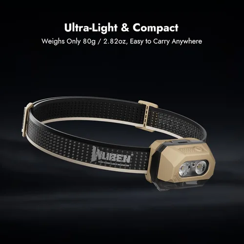 Vista 6 de WUBEN Linterna frontal LED H4 recargable, 800 lúmenes, linterna frontal súper brillante, linterna frontal impermeable IP68 con sensor de movimiento