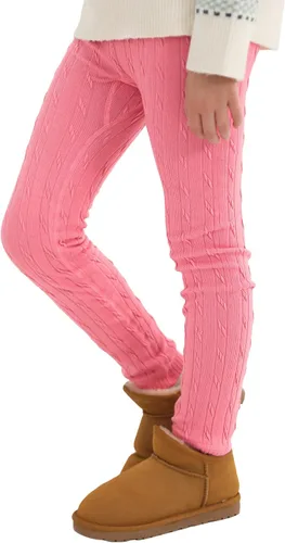 Vista 6 de Resinta 1 par de leggings de algodón para niñas, cálidos, gruesos, térmicos, de terciopelo de punto trenzado, 1 par
