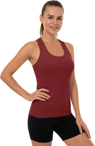 Vista 15 de MathCat Camisetas de entrenamiento para mujer, sin costuras, básicas, sin mangas, con espalda cruzada, atlética, yoga, correr, uso diario