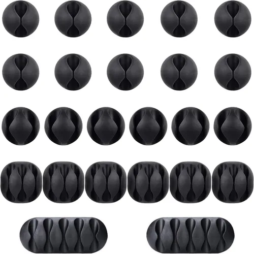 Vista 8 de BEADNOVA Clips para cables, organizador de cables, soporte para cables adhesivos, 1 ranuras para accesorios de carga de automóvil, PC, oficina
