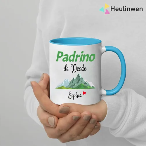 Vista 2 de Juego personalizado de Bautizo Recuerdos Juego De 2 Tazas 2024, Padrinos De Bautizo Propuesta Set 2 Tazas Café 11Oz, Para Niño, Niña, Propuesta