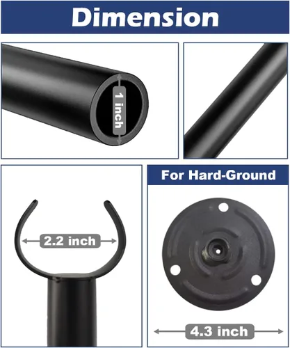 Vista 4 de Poste para tiras de luces de 10 pies para exteriores, poste de iluminación de metal resistente para suelos duros, patios traseros de madera, patio