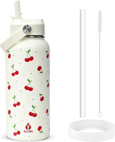 Vista 16 de Botella de agua aislada de 22 onzas, botellas de agua a prueba de fugas de acero inoxidable, taza térmica de viaje de boca ancha de doble pared