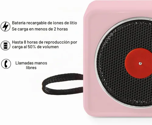 Vista 3 de Crosley CR3029A-PI Mini reproductor de discos portátil Bluetooth altavoz Rosado