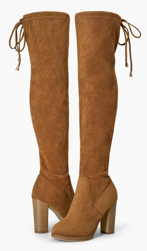 Vista 7 de Vepose Botas de gamuza con tacón grueso 996 para mujer, con plataforma y tacón grueso de 3.9 pulgadas