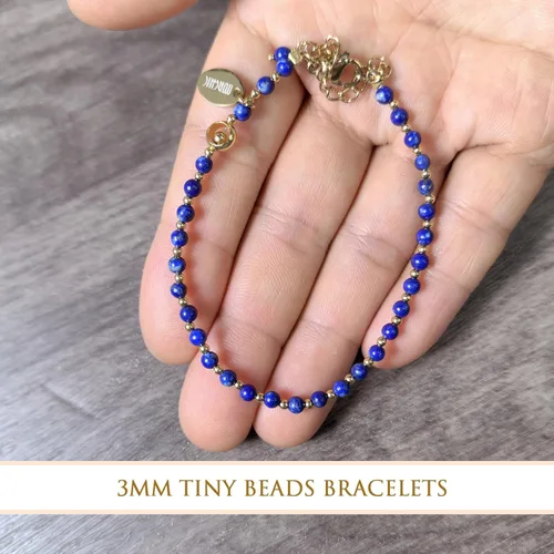 Vista 5 de Morchic - Pulsera ajustable de pulgadas para mujer, con mini cuentas de gemas naturales, serie de dijes de gemas de energía, regalo de cumpleaños