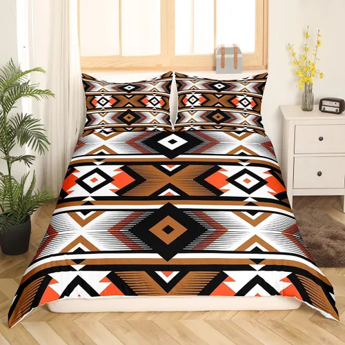 Vista 2 de Erosebridal Southwestern - Juego de funda de edredón tamaño individual, diseño geométrico étnico, estilo bohemio, azteca, para niños, adolescentes