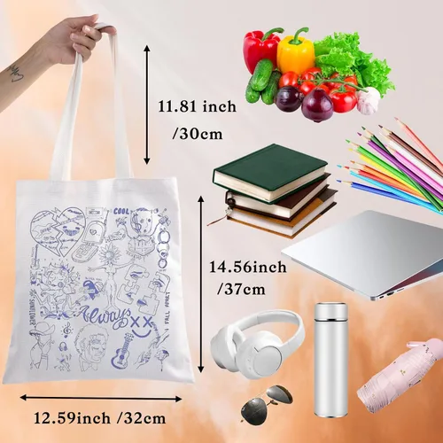 Vista 2 de BWWKTOP Bolsa de lona para cantante, hip hop, fanáticos del cantante, regalos Stay Away Always Tired Shoulder Bag Song Lyrics Merchandise
