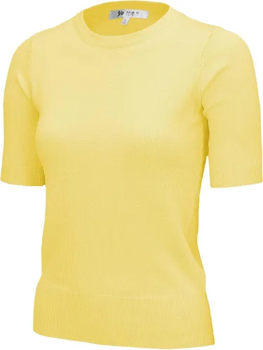 Vista 30 de YEMAK Suéter de Punto Top para Mujer – Media Manga Cuello Redondo Básico Casual Ajuste Clásico Ligero de Punto Suave Pullover Tee