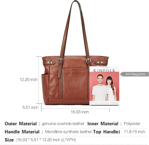 Vista 2 de Bolsas para ordenador portátil para mujer de cuero genuino maletín grande bolso de hombro para señoras bolsos de trabajo 156 pulgadas cartera