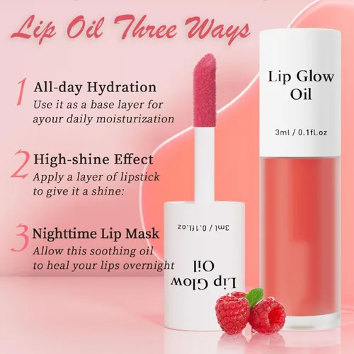 Vista 4 de Aceite de labios coreano – Aceite de brillo labial con sabor afrutado, hidratante y nutritivo, taza antiadherente, brillo labial transparente