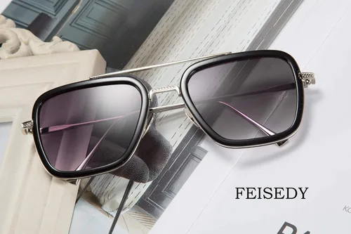 Vista 6 de FEISEDY Retro 70s Pilot Gafas de sol Tony Gafas de sol de moda para mujer Gafas de sol cuadradas B2510