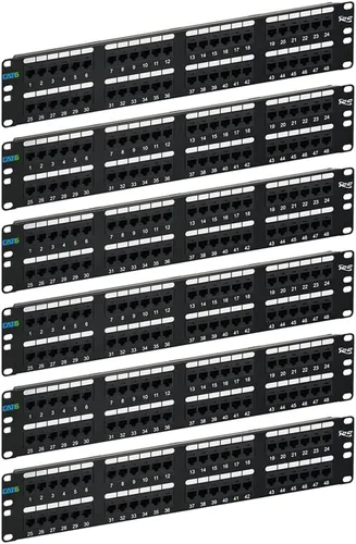 Vista 10 de ICC Panel de conexiones CAT5e, listado UL y aplicaciones Gigabit con clasificación PoE++, panel de conexión de red de 24 puertos 1U de 19 pulgadas
