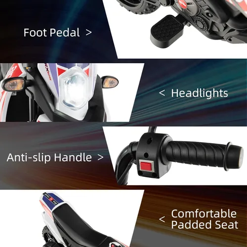 Vista 5 de INFANS Motocicleta para niños de 12 V, con licencia Aprilia RX125, motocicleta de montar para niños pequeños con ruedas de entrenamiento, suspensión