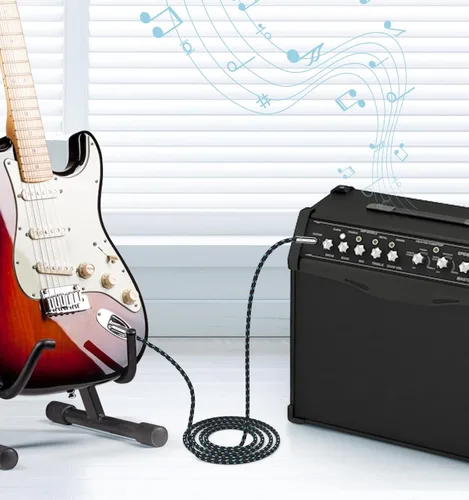 Vista 7 de Paquete de 2 cables de guitarra de 6 pies - Cable de instrumento recto de un cuarto de pulgada, cable de guitarra eléctrica, cables de guitarra