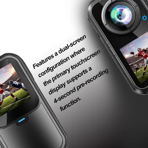Vista 2 de Mini cámara de acción 4K, estabilización EIS, gran angular de 130°, pantalla táctil dual, grabación previa, impermeable para vlogging, aventuras al