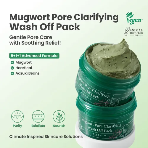 Vista 2 de AXIS-Y Mugwort Paquete Clarificante de Poros para Lavar - Exfoliante Facial Dirigido a Poros Obstruidos, Removedor de Puntos Blancos y Puntos Negros