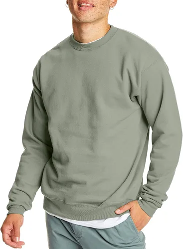 Vista 13 de Hanes Men's Sweatshirt, EcoSmart Fleece Crewneck Sweatshirt, Big & Tall Available, 1 or 2-Pack Marrón (Army Brown)