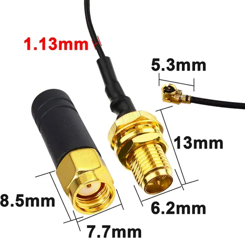 Vista 3 de onelinkmore Antena WiFi de 2,4 GHz RP-SMA hembra dipolo látigo paquete de 2