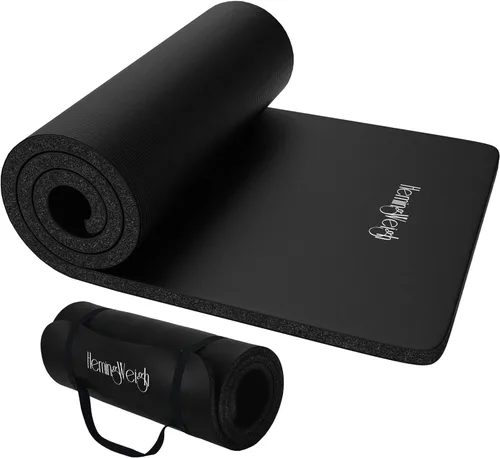 Vista 6 de HemingWeigh Tapete de yoga antideslizante extra grueso de 1 pulgada – Tapetes de ejercicio para entrenamientos en casa, color negro