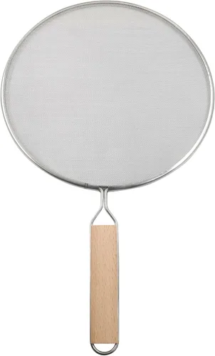 Vista 5 de Protector contra salpicaduras de acero inoxidable de 8 pulgadas con asa, protector de cocina de malla ultra fina para freír cocina/uso en la cocina