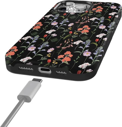 Vista 2 de Casely Funda para iPhone 15 Pro Jardín Secreto Flores mixtas Diseño protector audaz Compatible con MagSafe