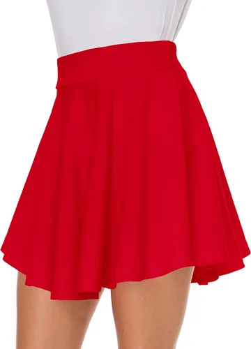 Vista 5 de Afibi - Falda estilo skater corta, acampanada y plisada con estilo informal y cintura elástica