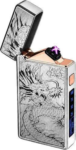 Vista 15 de SKRFIRE Encendedor de plasma de doble arco, recargable por USB, resistente al viento y sin llama para campamento, barbacoa, parrilla, hoguera, vela