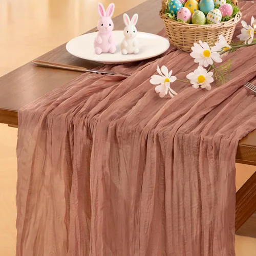 Vista 27 de Socomi - Camino de mesa de gasa, estilo bohemio y rústico, para primavera, Pascua, bodas, fiestas, baby showers y decoración, 120 pulgadas/10 pies
