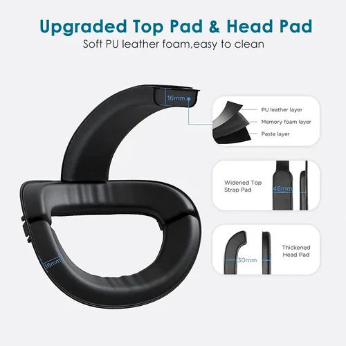 Vista 5 de Head Strap Battery Pack for Oculus Quest 2, Replacement Elite Strap 8000mAh Rechargeable Battery PC Accessories, Adjustable Headset with LED