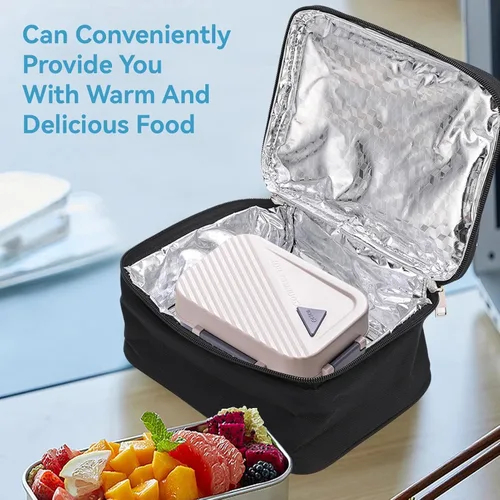 Vista 3 de Cyrank Microondas portátil para viajes, calentador de alimentos alimentado por USB, lonchera eléctrica calentada para comidas, mini horno portátil