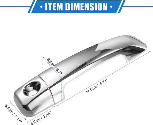 Vista 6 de Kit de cubierta para manija de puerta de auto, compatible con Toyota Tundra 2007-2018, plástico duradero tono plateado