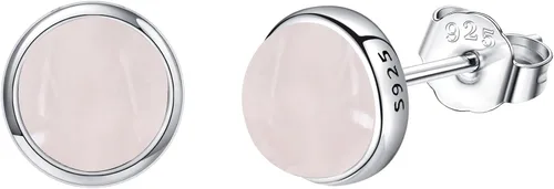 Vista 13 de Larimar/Aguamarina/Lapislázuli/Ágata de Musgo/Amatista/Turquesa/Ónix/Ojo de Tigre/Piedra de Luna/Labradorita/Cuarzo Rosa Aretes de Botón de Plata