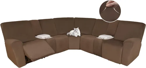 Vista 37 de HDCAXKJ Fundas de sofá seccional reclinable de terciopelo, cubierta de sofá seccional en forma de L, lavable, elástica, suave, para rincón