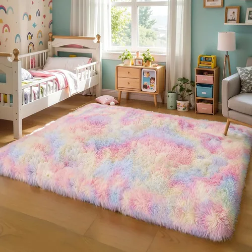 Vista 84 de KICHOWUA - Tapete grueso y esponjoso de 3 x 5 pies, color negro, ultrasuave, lavable, antideslizante, acogedor y peludo, para sala, dormitorio