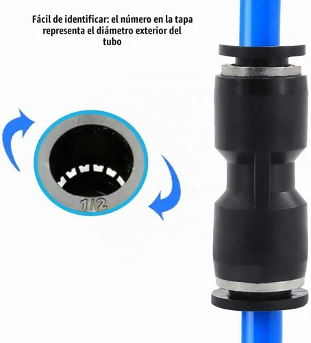 Vista 5 de 10 piezas Unión recta 1/2 "x 1/2" tubo OD empuje para conectar