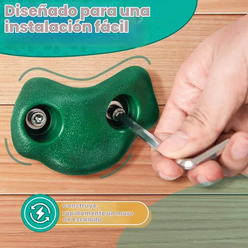 Vista 3 de CMOOD Presas de Escalada en Roca, Pared de Escalada en Roca para Niños, Kit de Escalada de Pared de Roca para Parque Infantil Interior y Exterior