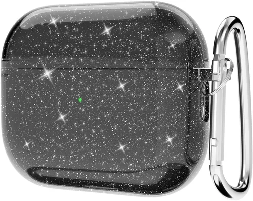 Vista 35 de Svanove Funda para Airpods Transparente con Purpurina, Funda Brillante y Bonita para Airpods de 1ª y 2ª Generación con Llavero, Carcasa Rígida