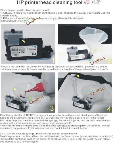 Vista 2 de Kit de limpieza de cabezal de impresión Kit de limpieza inteligente Herramienta de recarga compatible para HP 18 38 70 72 88 89 90 91 940 941 706