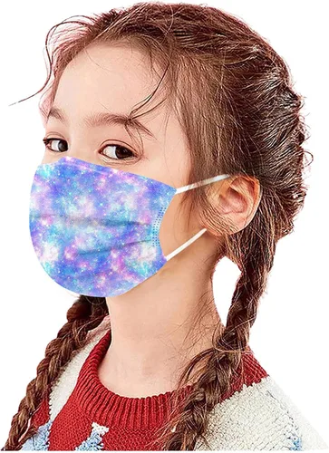 Vista 5 de 50 piezas mascarillas faciales para niños, 3 capas, no tejidas, transpirables, protectoras, para niños y niñas, para exteriores y escuela